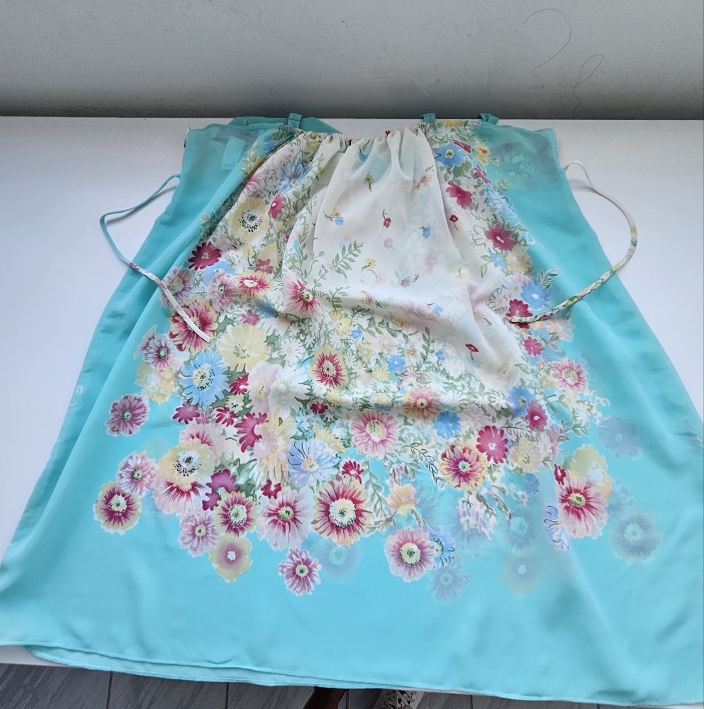 Oscar De La Renta Pink Label Vintage Turquoise Pink Floral Chemise Nightgown - Picture 12 of 16
